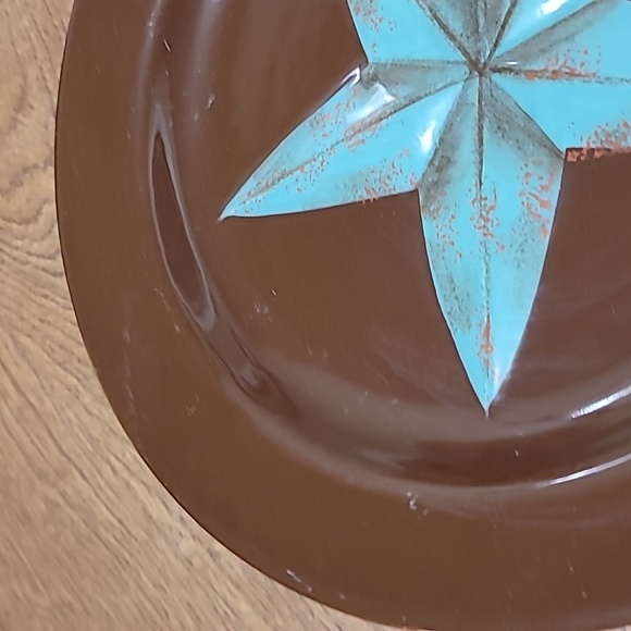 Hi End Accents plates/bowl set brown turquoise star - Picture 13 of 16